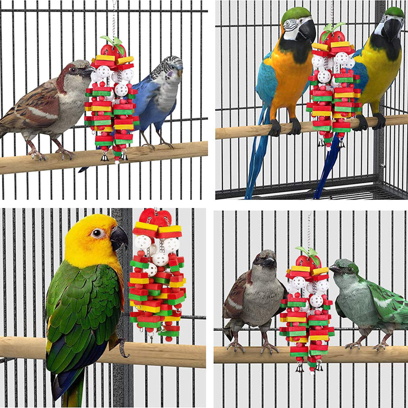 MQ Bird Parrot Toys with Nature Wood Bird Chewing Toys for Medium and Large Birds, Best Toys for African Grey, Parakeets, Amazon Parrots, Finch, Budgie, Cockatiels, Conures and Love Birds. Wooden Apple - BeesActive Australia