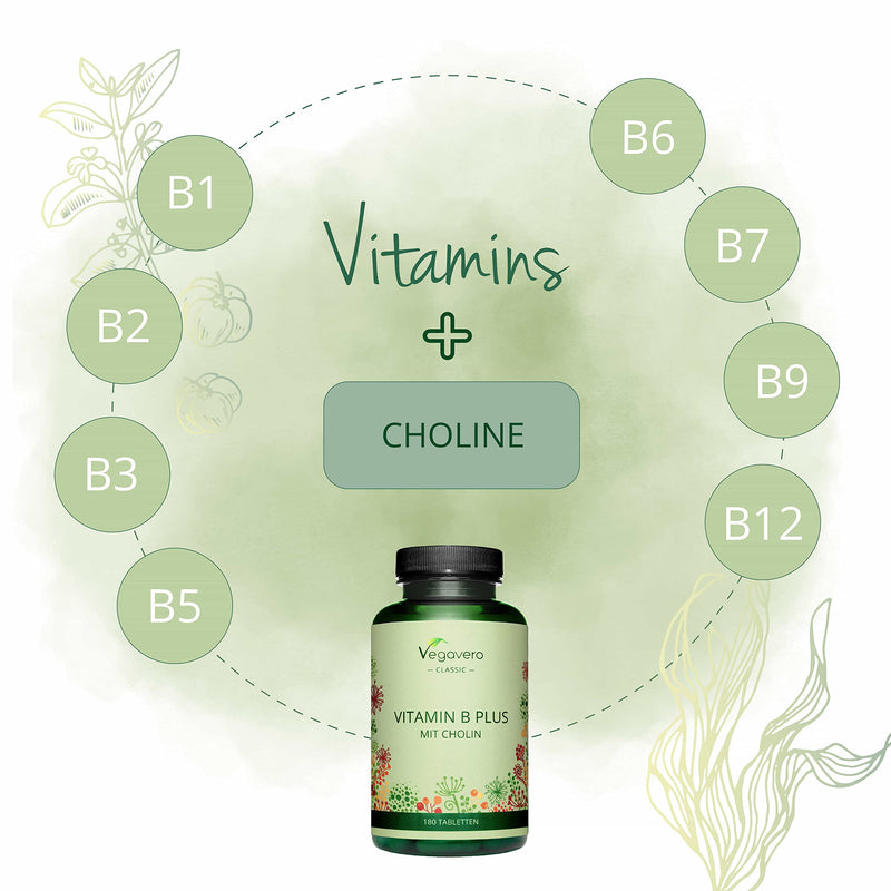 Vitamin B Complex Vegavero� | All 8 B Vitamins with Choline | NO Additives | 180 Tablets | Vegan - BeesActive Australia