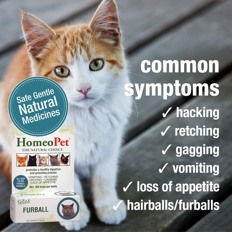 HomeoPet Feline Furball, Natural Hairball Support, 15 Milliliters - BeesActive Australia