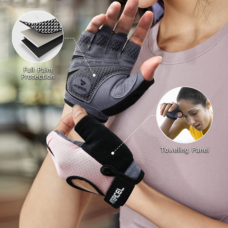 Atercel Weight Lifting Gloves Full Palm Protection, Workout Gloves for Gym, Cycling, Exercise, Breathable, Super Lightweight for Mens and Women Cherry Pink Small - BeesActive Australia