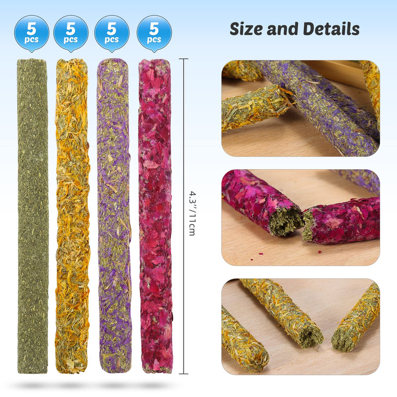 PStarDMoon Rabbit Chew Toys for Teeth, Timothy Grass Carrot Sticks for Guinea Pig Hamster Chinchilla Squirrel Bunny Small Rodent Animals 20 PCS - BeesActive Australia