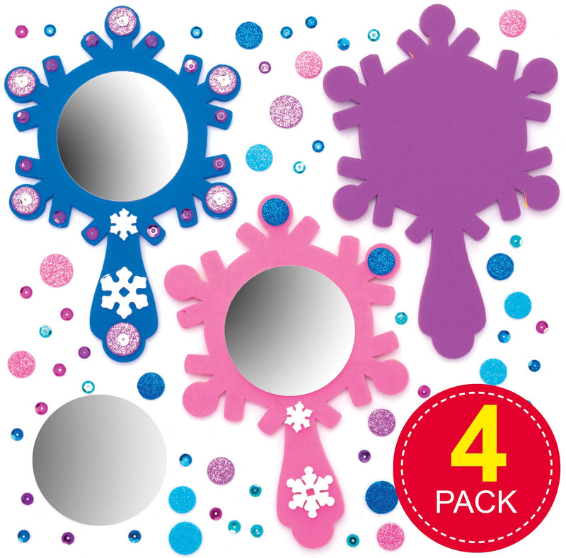 Baker Ross AT174 Snow Princess Mirror Kits, Arts and Crafts for Kids (Pack of 4), Assorted - BeesActive Australia