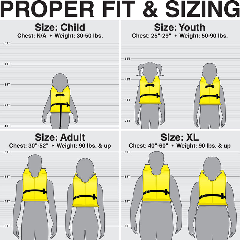 Seachoice Life Vest, Type II Personal Flotation Device - USCG Approved - Multiple Sizes and Colors Yellow Child - BeesActive Australia