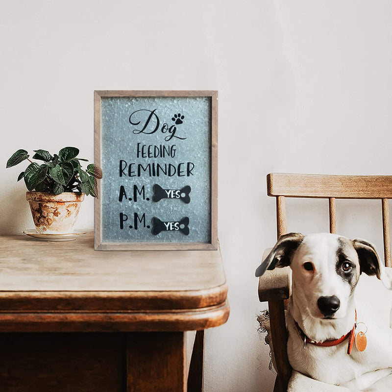 COLLECTIVE HOME - Metal Dogs Feeding Schedule Pet Feeding Reminder Decorative Wall Art, Dog Feeding Reminder (01) 01 - BeesActive Australia