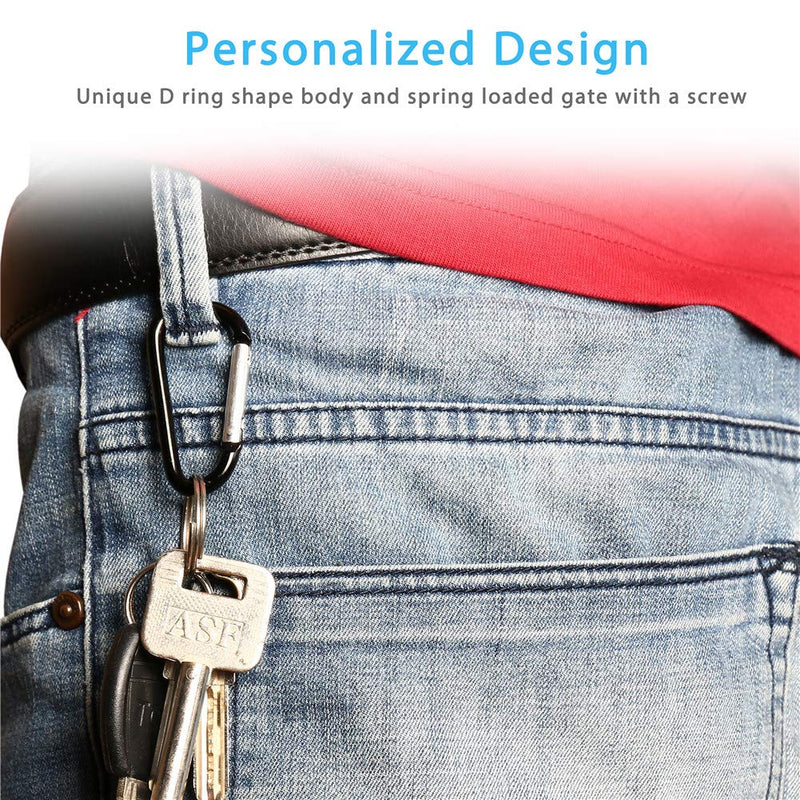 20PCS Mini 1.85"/4.7CM Aluminum Carabiners with 10PCS Nickel Metal Key Rings Lightweight D Shape Keychain Clips Small Multipurpose Carabiner Buckles for Indoor Outdoor Use - BeesActive Australia