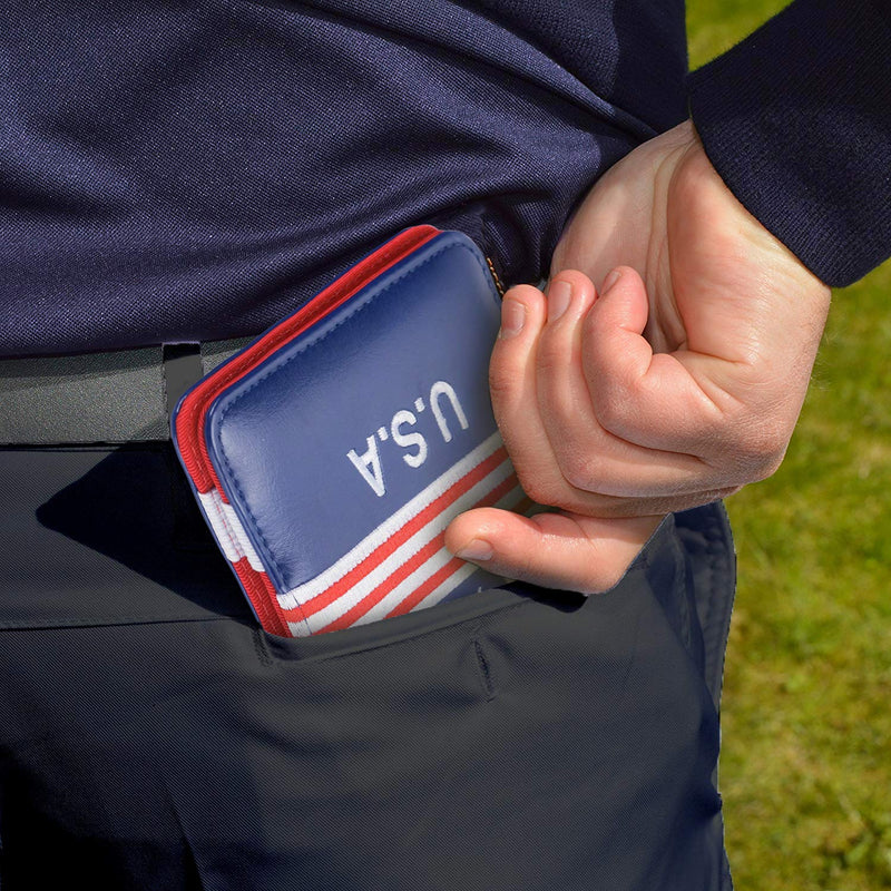 Craftsman Golf USA Star Red Stripes Blue Pu Leather Scorecard & Yardage Holder Cover Also Available Customized Name Version Blank One - BeesActive Australia