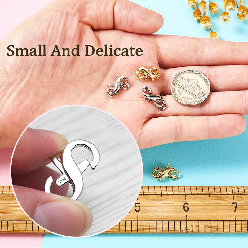 Double Opening Lobster clasp-925 Sterling Silver Necklace Clip Shortener Charm Clasp with Closed Jump Rings for Necklaces Bracelet Or Jewelry Making, Made in Italy. 3 Pieces Silver 13mm*6mm(0.51*0.23in) - BeesActive Australia