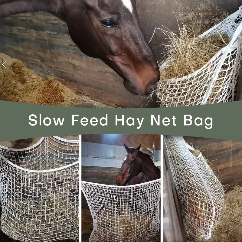 FLKQC Full Day Slow Feed Hay Net Bag Horse Feeding Large Feeder Bag with Small Holes Feed Horse Reduces Horse Feeding Anxiety and Behavioral Issue(36" Length x 23.6" Width) - BeesActive Australia