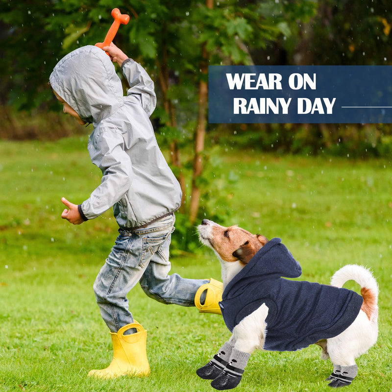 Hooded Dog Coat and Dog Cat Boots Shoes Socks Stylish Puppy Clothes Warm Dog Jacket Waterproof Dog Shoes for Small Puppy Navy Blue Medium - BeesActive Australia