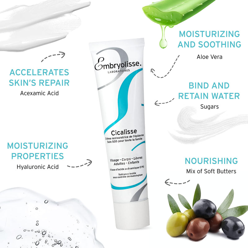 Embryolisse Cicalisse Restorative Skin Cream - 1.35 Fl Oz – Moisturizer with Hyaluronic Acid That Accelerates Skin's Restoration Process - Daily Skin Care Cream for Face, Body and Lips, All Skin Types - BeesActive Australia