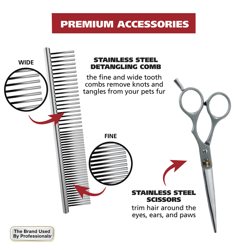 Wahl Clipper Rechargeable Pet Clipper Kit with Rinseable Stainless Steel Precision Blades for Hygienic Grooming at Home, with Premium Stainless Steel Detangling Comb and Scissors - Model 9179 - BeesActive Australia
