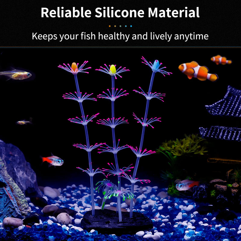 Uniclife Glowing Effect Silicone Artificial Sea Anemone/Strip Plant for Fish Tank, Aquarium Landscape Decoration, Fish Tank Decorations, Artificial Décor Pink Strip - BeesActive Australia
