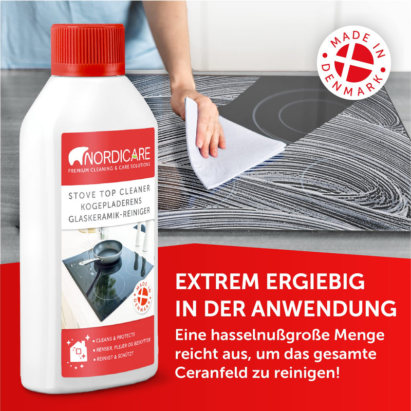 Nordicare Stove Top Cleaner Glass Ceramic - Induction Cooktop Cleaner Polish And Protector For Everyday Use - No Scrubbing Pad Needed - Leaves Protective Film - Made In Denmark (16.9oz) 16.9 - BeesActive Australia