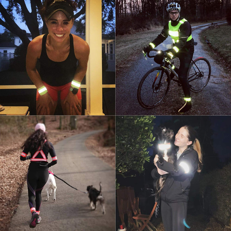 Reflective Bands for Arm, Wrist, Ankle, Leg. Reflector Bands. High Visibility Reflective Running Gear for Women and Men Cycling Walking Bike Green - 2 Bands - BeesActive Australia