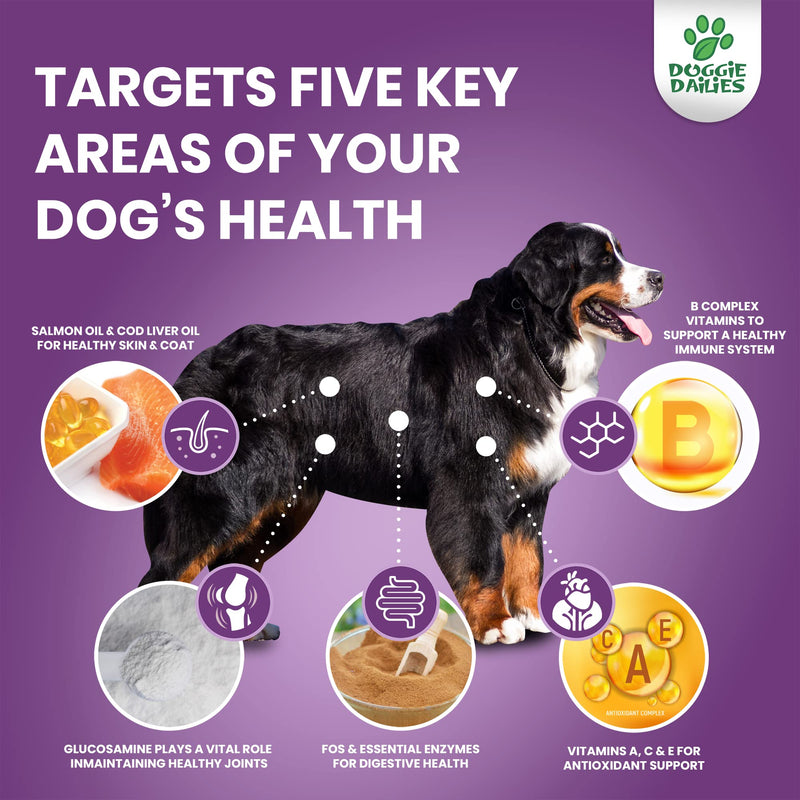 Doggie Dailies Multivitamin for Dogs, Advanced Dog Multivitamin Provides Antioxidant Support + Nutritional Support for Joints, Skin & Coat, Digestion, and The Immune System Peanut Butter - BeesActive Australia