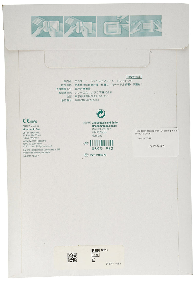 Tegaderm Transparent Dressing, 6 x 8 Inch, 10 Count 15cm x 20cm (Pack of 10) - BeesActive Australia
