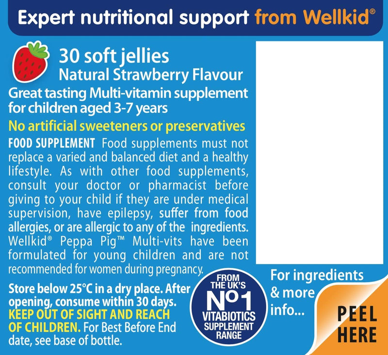 Wellkid Peppa Pig Chewable Gummy Vitamins by Vitabiotics - UK's No. 1 Vitamin Company. Kids Multivitamin formula with Vitamin A B C D and E - BeesActive Australia