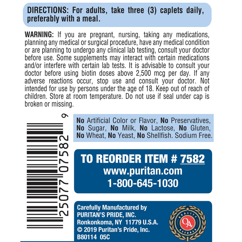 Hair, Skin & Nails Formula, Helps Support Skin, Hair and Nail Health**, 120 Caplets, by Puritan's Pride®, 120 Count (Pack of 1) - BeesActive Australia