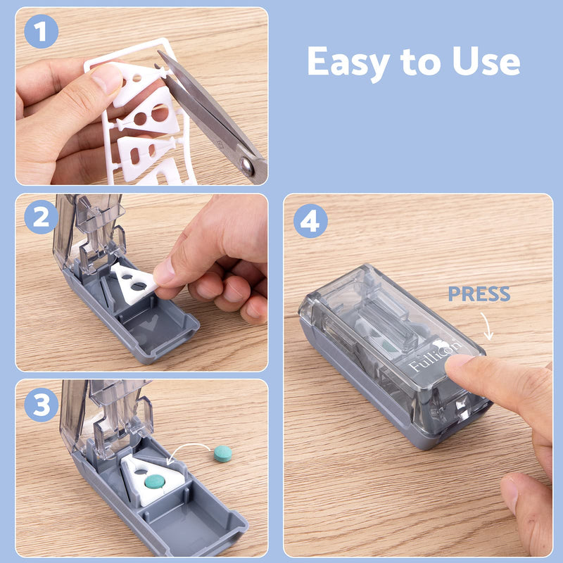 Fullicon Pill Cutter for Small Pills with V-Shape Holder, Pill Splitter with Blade for All Shapes, Tablet Cutter for Small Tablets, Pill Cutters for Tablets, Pet Pill Splitter with Two Large Boxes Grey - BeesActive Australia