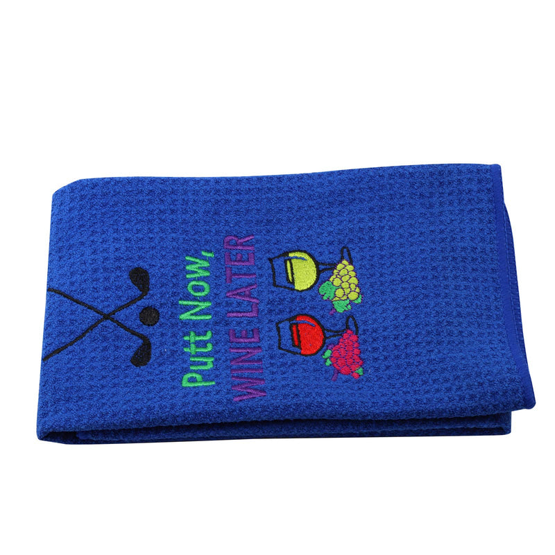 PXTIDY Golf Gifts for Women Men Putt Now Wine Later Golf Towel Golf Wine Golfer Gift Embroidered Golf Towel with Clip Gift for Golf Lover Wine Lover blue - BeesActive Australia