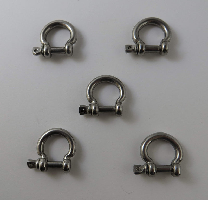 [AUSTRALIA] - 5 Pieces Stainless Steel 316 Type E Bow Shackle 5/32" (4mm) Marine Grade 