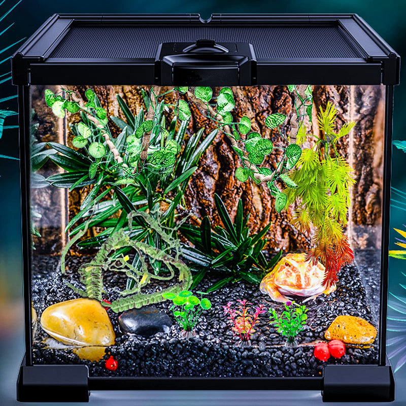 RUNANIA 9 Pieces Reptile Vines Plants, Leopard Gecko Tank Accessories Terrarium Jungle Climbing Vines Hanging Plants with Suction Cups for Bearded Dragon Leopard Gecko Lizard Snake Chameleon - BeesActive Australia