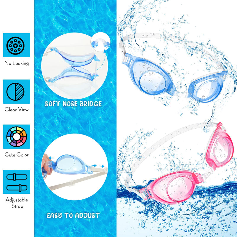 12 Pairs Summer Kids Swimming Goggles No Leaking Swim Goggles Kids Pool Goggles Wide View Swim Glasses Clear Water Goggles with Adjustable Strap for Youth Children Teens Boys Girls Aged 6-14, 4 Colors - BeesActive Australia