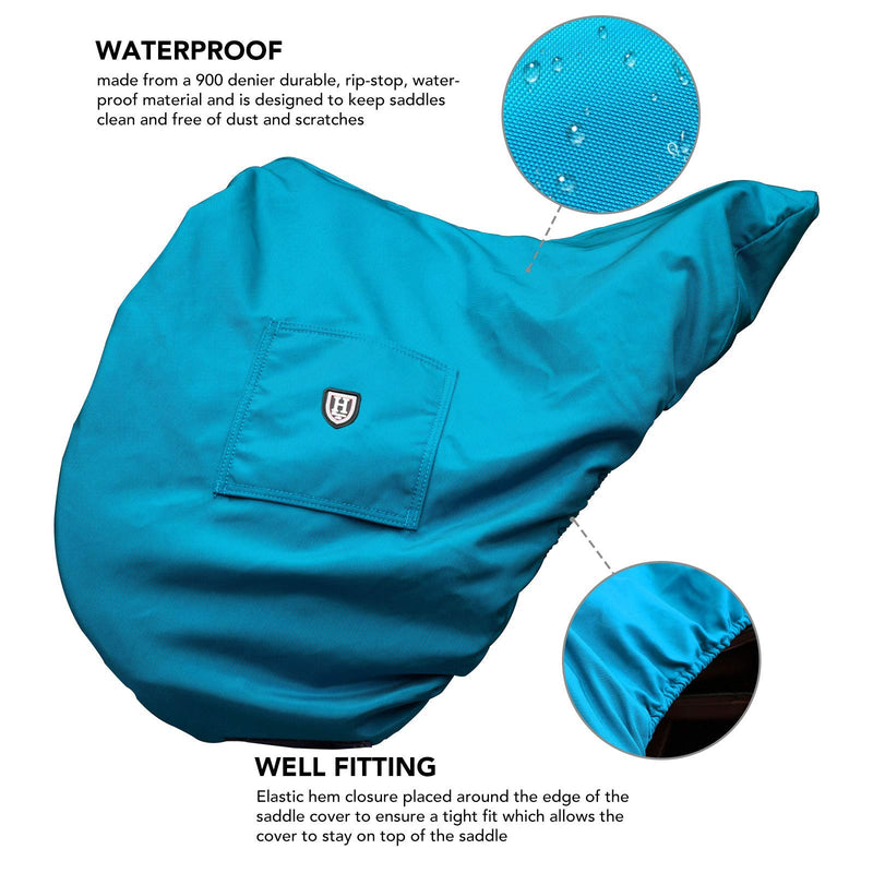 Harrison Howard Premium Waterproof/Breathable Fleece-Lined Saddle Cover Mars Black GP/CC-One Size Azure Blue - BeesActive Australia