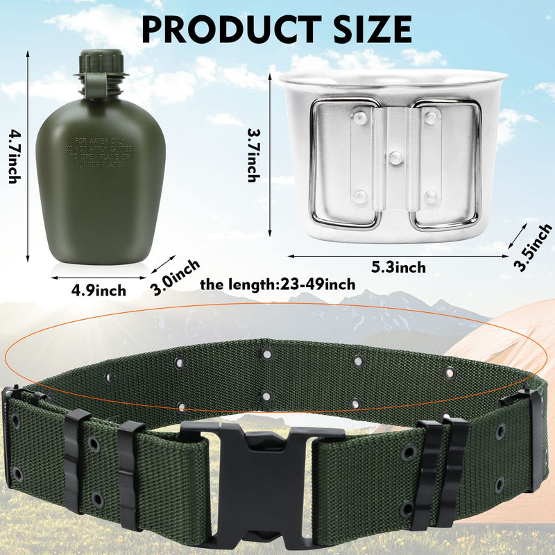 1 Quart Canteen Kit Portable Canteen Hydration Canteens Water Bottle with Reinforced Nylon Bottle Pouch Cover Bag,Aluminum Cup and Waist Belt for Backpacking Hiking Camping Climbing Outdoor Activities - BeesActive Australia