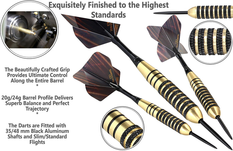 [AUSTRALIA] - CC-Exquisite Professional Darts Set - Customizable Configuration 6 Steel Tip Darts 20g/24g with 12 Aluminum Shafts 35/48mm, 12 O-Rings, 12 Flights Standard/Slim, Dart Tool, Dart Sharpener and Case 