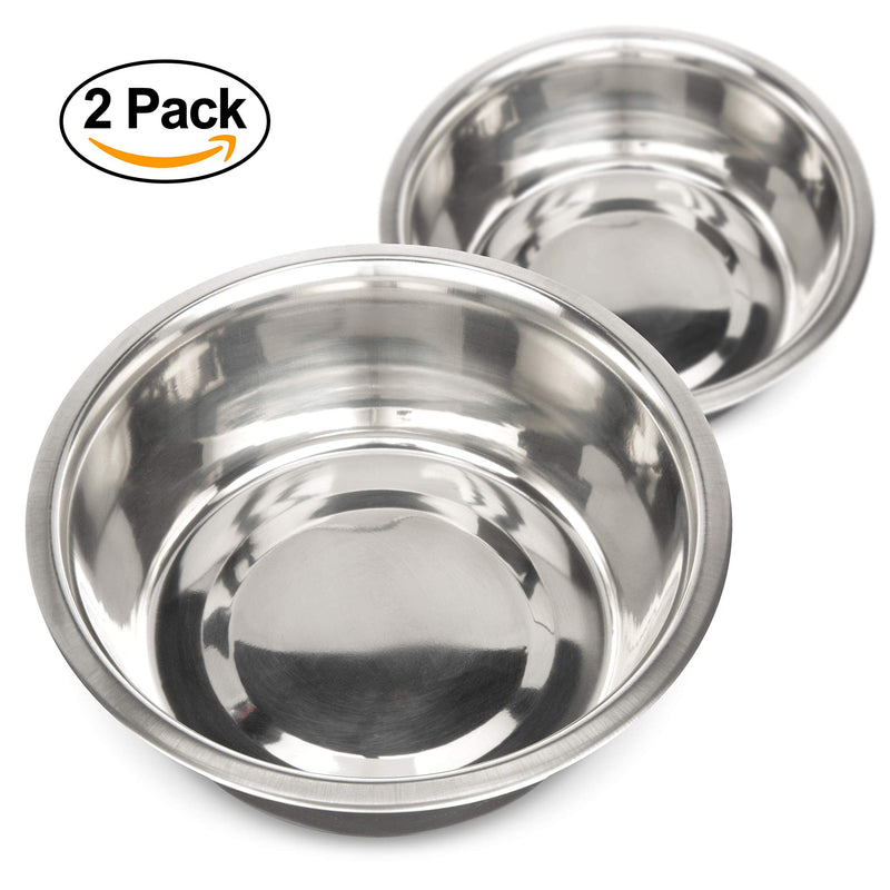 Stainless Steel Dog and Cat Bowls - Metal Food and Water Dish - Includes Neater Feeder Replacement Bowls (Single Bowl or 2 Pack) 7 Cup Two Pack - BeesActive Australia