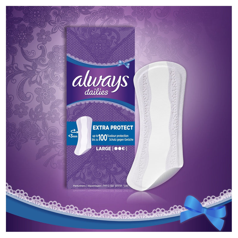 Always Dailies Extra Protect Panty Liners Long Plus, Pack of 24 24 Count (Pack of 1) - BeesActive Australia