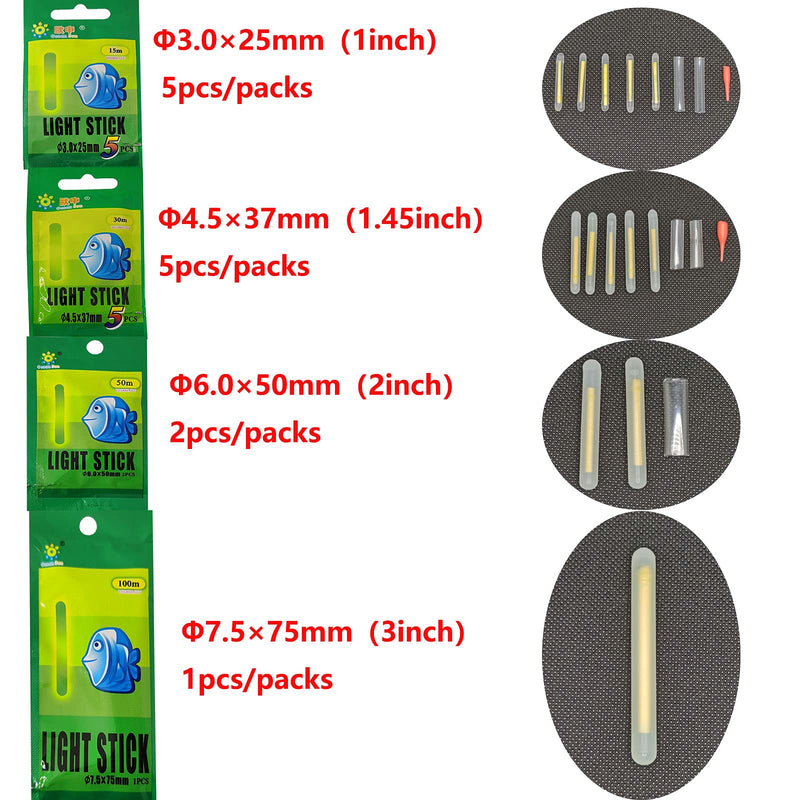 linguang 10-50PCS Fishing Glow Sticks for Clip -On Rod Tips and Bobbers 1”1.5”2”3” inch 3.0 x 25mm 4.5X 37mm 6.0 x 50mm 7.5 x 75mm Light Sticks ，Fishing Pole Glow Sticks，Glow Tips for Fishing Poles - BeesActive Australia