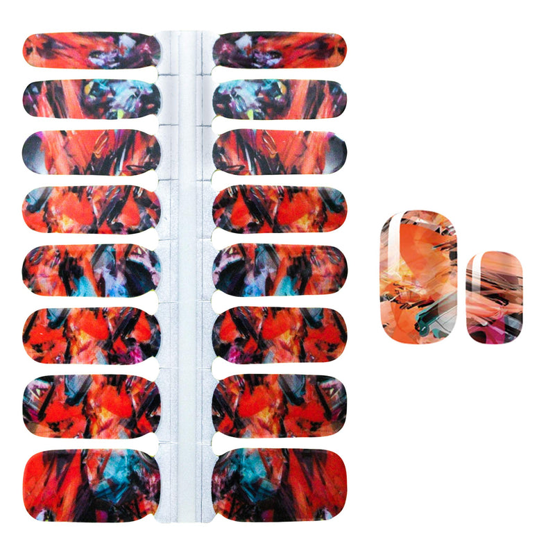 SILPECWEE 5 Sheets Adhesive Nail Art Polish Stickers Strips Set With 1Pc Nail File Oil Painting Design Nail Wraps Decals Manicure Kit NO2 - BeesActive Australia