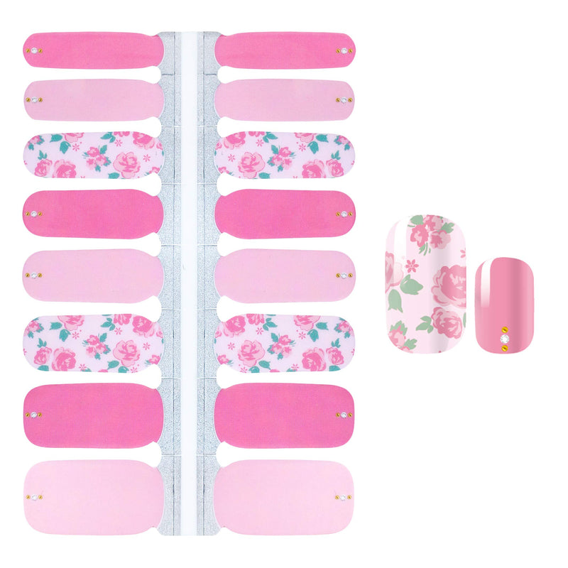 SILPECWEE 5 Sheets Adhesive Nail Art Stickers Decals With Tips 1Pc Nail File Flower Nail Polish Wraps Strips Manicure Kit NO2 - BeesActive Australia