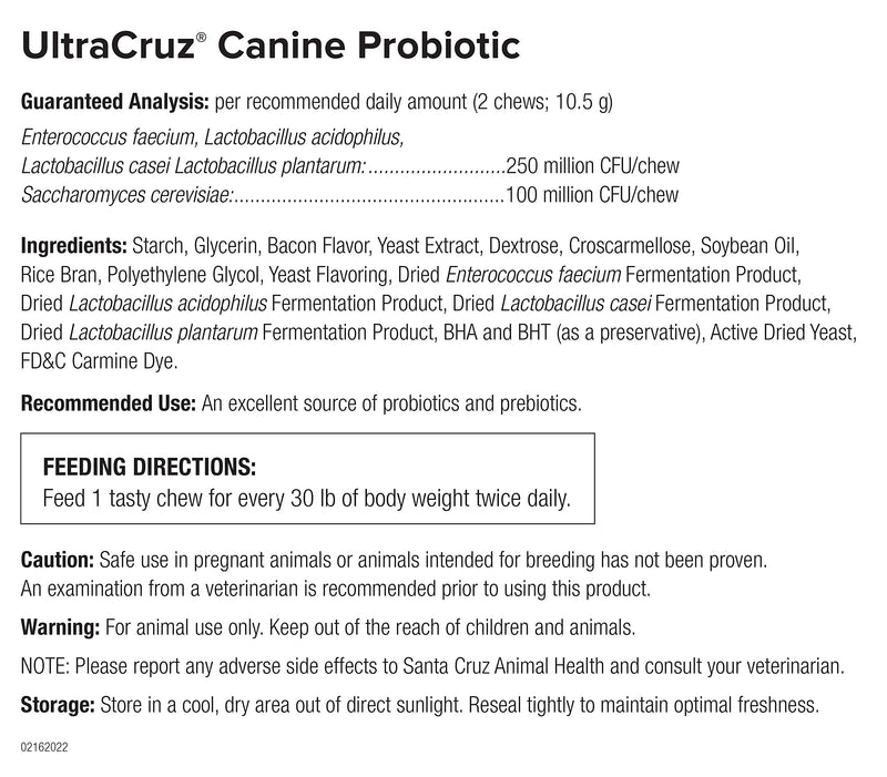 UltraCruz Canine Probiotic Supplement for Dogs, 120 Tasty Chews - BeesActive Australia