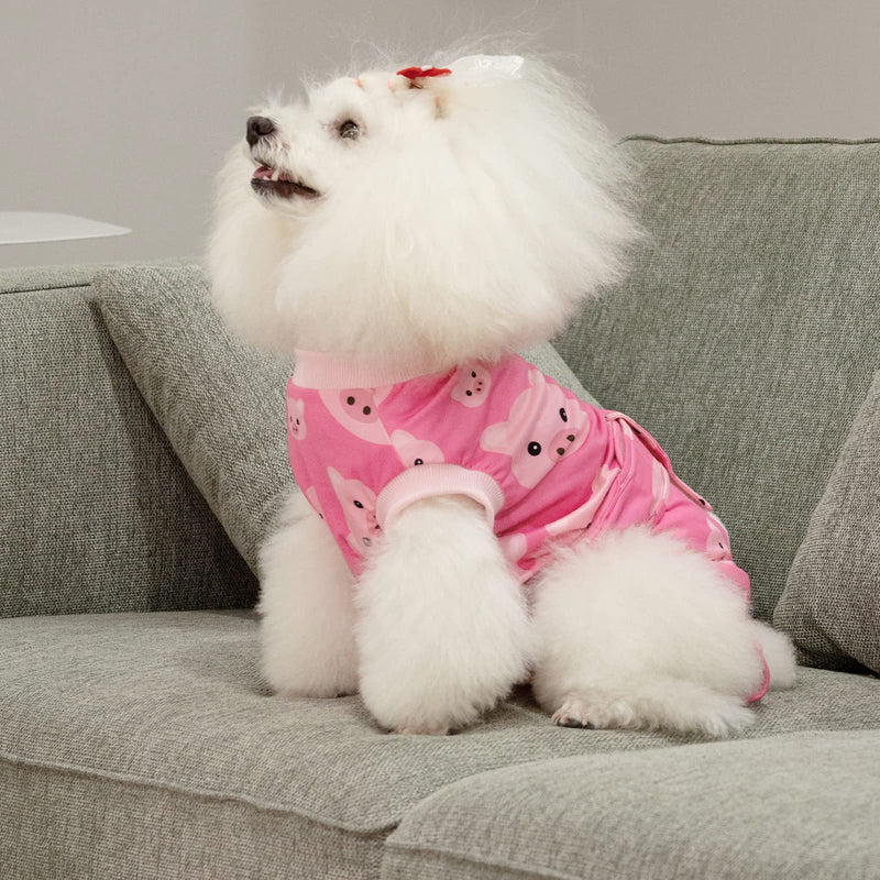 CuteBone Dog Surgery Recovery Suit Cat Surgical Onesie Female Body Suits Male Prevent Pet from Licking Wounds S Pink pig - BeesActive Australia