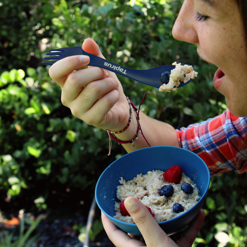 Tapirus 4 Spork to Go Set - Durable and BPA Free Sporks - Spoon, Fork and Knife Combo Utensils Flatware - Mess Kit for Camping, Hunting and Outdoor Activities - Comes in a Carrying Case Blue - BeesActive Australia