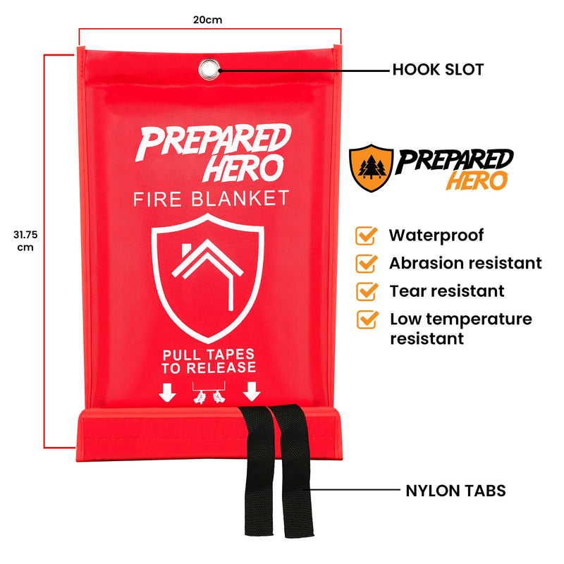 Prepared Hero Emergency Fire Blanket - 1 Pack - Fire Suppression Blanket for Kitchen, 40” x 40” Fire Blanket for Home, Fiberglass Fire Blanket 1-pack - BeesActive Australia