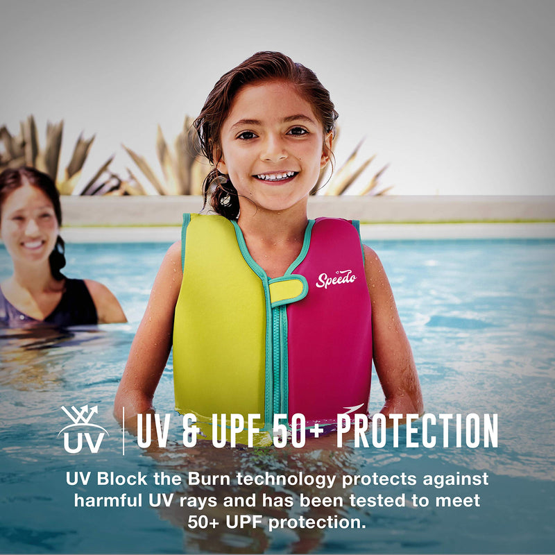 [AUSTRALIA] - Speedo Unisex-Child Swim Flotation Classic Life Vest Begin to Swim UPF 50 Berry/Grape Large 