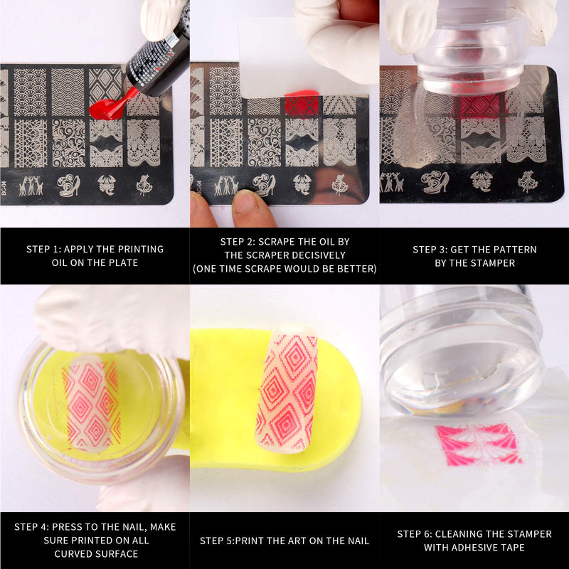 Nail Art Stamper, Clear Silicone Stamping Jelly with Scraper, Transparent Visible Body, No Misplacement for DIY Nail Decor Mini - BeesActive Australia