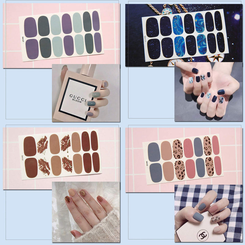 SILPECWEE 20 Sheets Solid Color Nail Art Stickers Decals 1Pc Nail File Self-Adhesive Nail Polish Strips Nail Wraps Manicure Kit for Women NO2 - BeesActive Australia