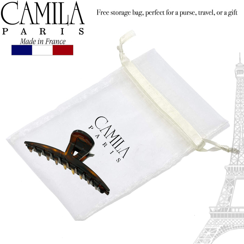 Camila Paris CP2371 French Hair Clip for Women, Narrow, Strong Hold Grip Double Teeth Girls Hair Claw Clips Jaw, Fashion Durable Styling Hair Accessories for Women, Made in France 4" Tortoise Shell - BeesActive Australia