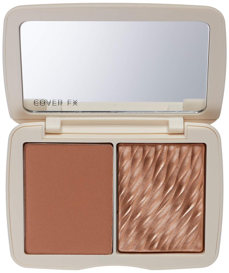 Cover FX Monochromatic Bronzer Duo: Richly-Pigmented, Talc-Free Bronzer Palette Featuring Matte and Shimmer Duo Shades for a Multidimensional Finish Sunkissed Bronze - Soft Bronze - BeesActive Australia