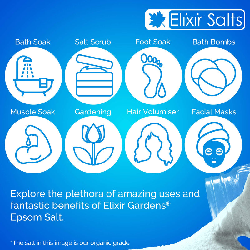 Elixir Gardens ORGANIC EPSOM BATH SALTS | 5KG BUCKET/PAIL/TUB | Magnesium Sulphate - BeesActive Australia