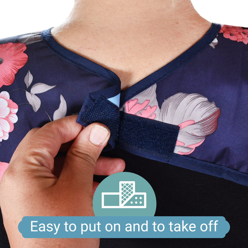 Celley Adult Bibs for Women and Elderly, Reusable and Washable with Crumb Cather Pouch Summer Flowers - BeesActive Australia
