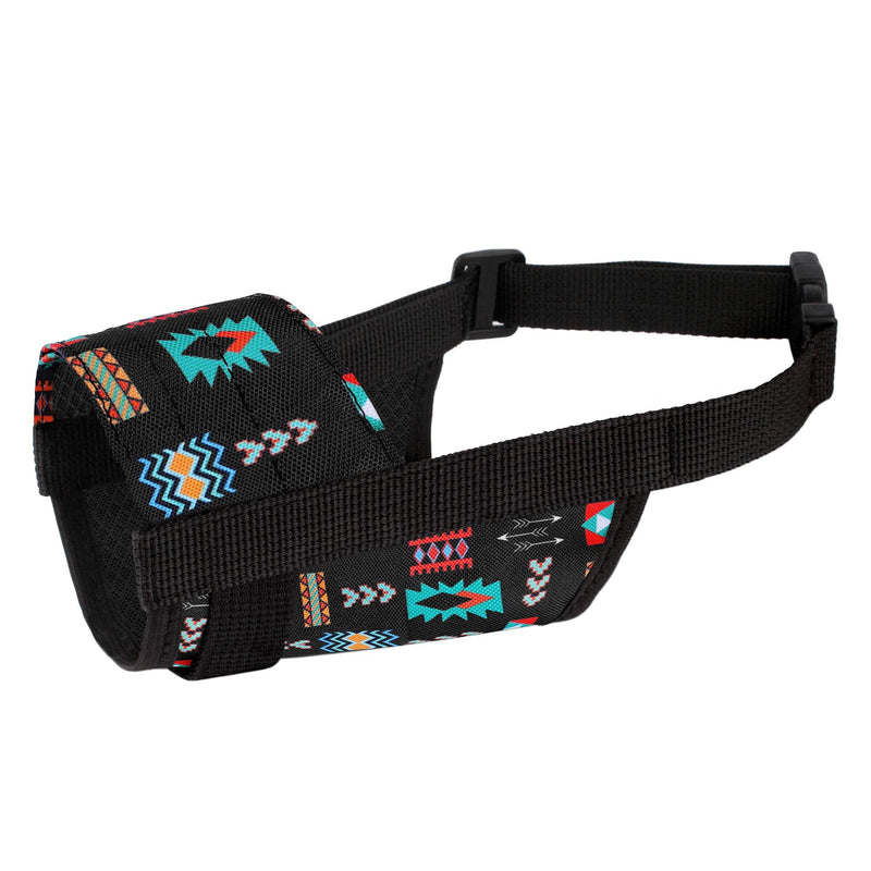 CollarDirect Dog Muzzle - Adjustable Soft Breathable Tribal Nylon Dog Mouth Guard Cover for Small, Medium and Large Dogs, Anti Chewing, Barking & Biting - 3 Tribal Patterns Pattern 2 M/L - BeesActive Australia