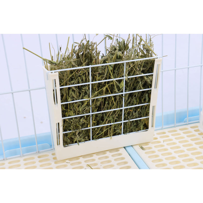 RUBYHOME Hay Feeder for Rabbits, Guinea Pigs, and Chinchillas - Minimize Waste and Mess with 9 1/4" x 3 3/4" x 8" Hanging Alfalfa and Timothy Hay Dispenser White - BeesActive Australia