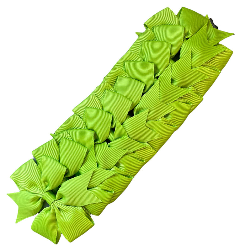 Hair Bows Clips Slides Grips 3" inch Pinwheel Solid Vibrant Colours Hairbows - 10 Pack Apple Green - BeesActive Australia