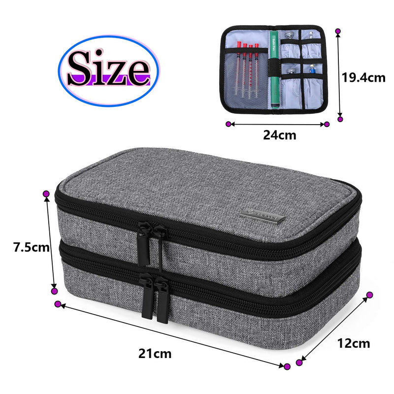 Yarwo Insulin Cooler Travel Case, Double-Layer Diabetic Travel Case with 4 Ice Packs, Diabetic Supplies Organiser for Insulin Pens, Blood Glucose Monitors or Other Diabetes Supplies, Grey L (Pack of 1) - BeesActive Australia